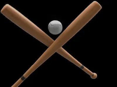 baseball bat and Ball  Low-poly 3D model