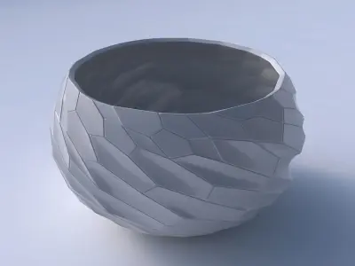 Bowl spheric twisted with fine twisted organic cells 3D print model