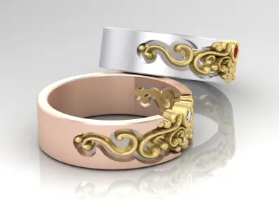 Rings with diamonds and patterns 3D print model