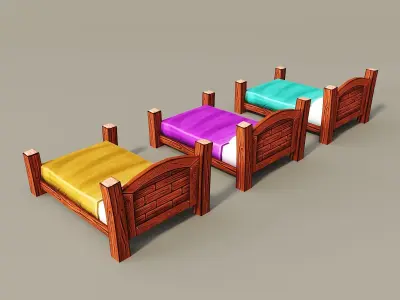 Cartoon bed 3D model