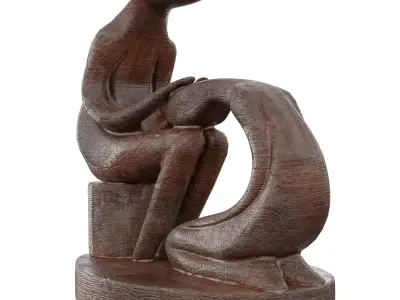 Wooden Statue 01  Abstract Wooden Sculpture Low-poly 3D model