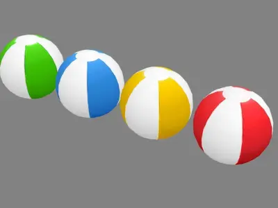 4 colored volleyballs Low-poly 3D model
