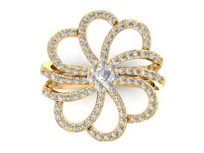 Luxury Flower Bloom Diamond Ring for Women 3D Model 1497 3D print model