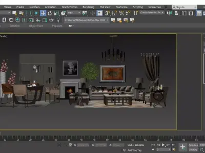 interior living furniture set 3D model