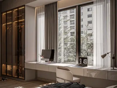 Luxury Scene Bedroom Minimalist Modern Style 3D Model  3D model