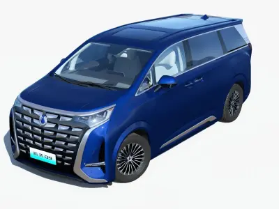 Denza D9 DM-i 2023 With interior TengShi auto Low-poly 3D model