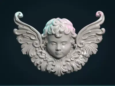 Angel Cherub bas-relief 3D print model