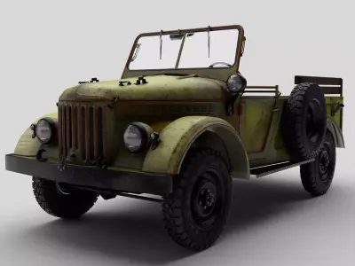 old rusty car GAZ 69 Low-poly 3D model