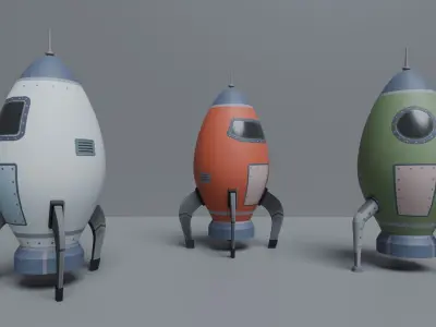 Cartoon Low-Poly Spaceship Free low-poly 3D model