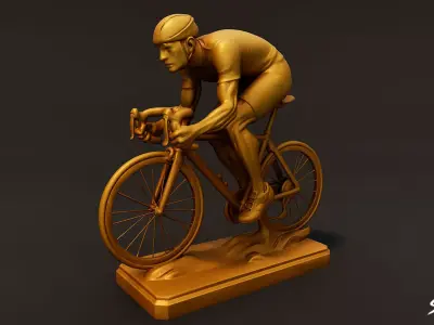 Golden Cycling Statue Low-poly 3D model
