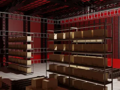 Warehouse Interior Low-poly 3D model