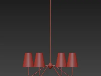 Berkshire 6 gold chandelier with five lamps 3D model