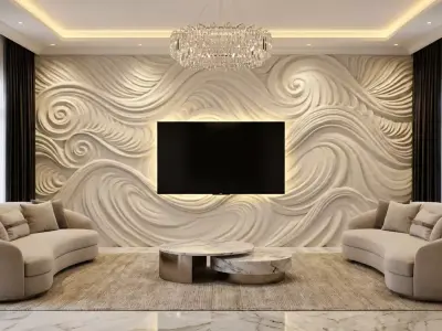 modern panel wall decor set relief stl mural CNC 175 3D model