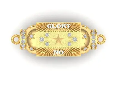 No Risk No Glory gold locket necklace with diamonds 3D print model