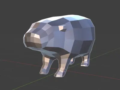 Low poly Baby Hippo Moo Deng  Cute Zoo Animal 3d print Low-poly 3D model