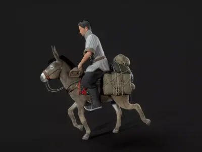 donkey and human Low-poly 3D model