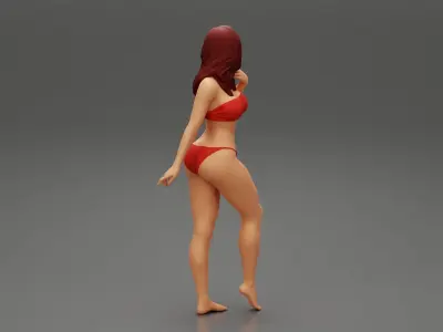 Beautiful Woman In Bikini Posing On Beach 3D print model