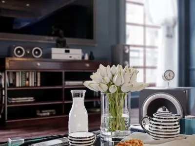 Blue neoclassic interior 3D model