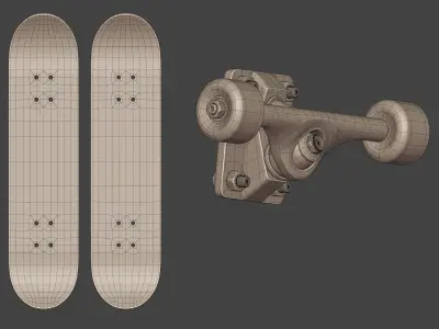 Skateboard - 3D files and Mockup Low-poly 3D model