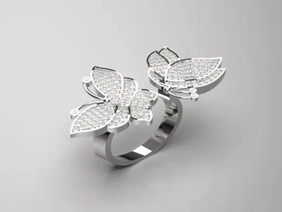 butterfly diamond ring jr00053 3D print model
