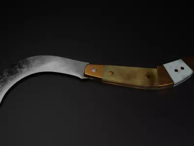 Small Bone Decorated Sickle Low-poly 3D model