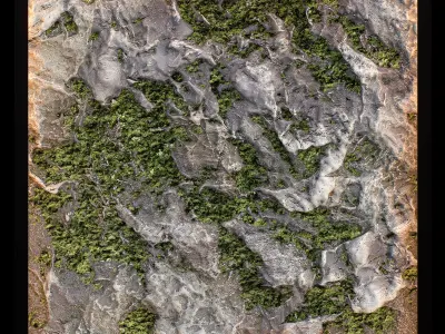 Stone Wall Panel with Moss 3D model