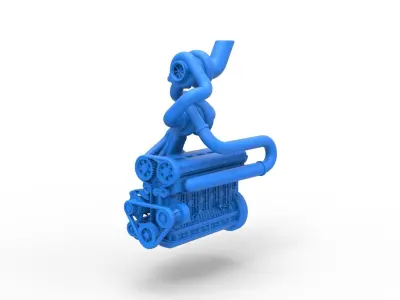 Twin Turbo straight-six engine Version 3 Scale 1 to 25 3D print model