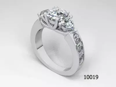 Ring three stone diamond engagement Free 3D print model purchase