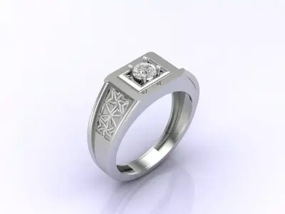 Print Ready STL 3DM  Gents Rings Diamond Men Ring  3D print model 52