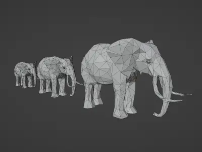 Gold Elephant Statue Low-poly 3D model