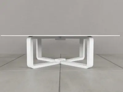 Table glass and walnut coffee Low-poly 3D model