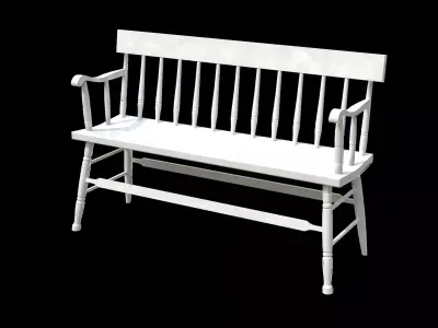 Bench white Painted Low-poly 3D model