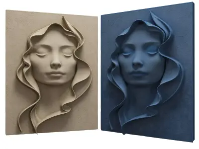 Girl Face Wall Art Low-poly 3D model