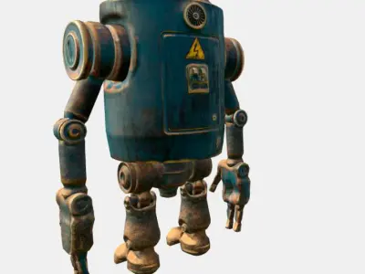 dirty robot Low-poly 3D model
