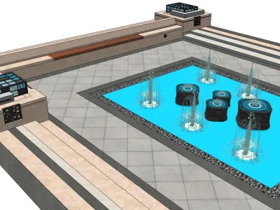 luxury fountain for park sketchup model 3D model
