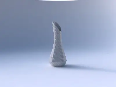 Vase top bent hexagon 2 with twisted grid plates 3D print model