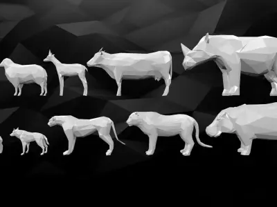 3D Printable Low-Poly Animals Pack 3D print model