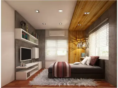 bedroom 8 modern with wood accents 3D model