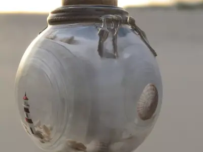 Miniature Lighthouse in Glass Jar Diorama Low-poly 3D model