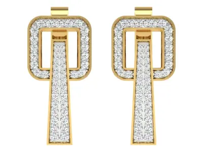 Solitaire Women Drop Earring 3dm STL OBJ FBX Render Details 3D print model purchase