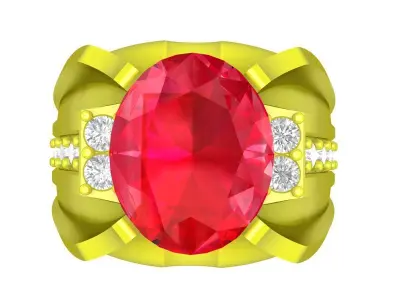 A5667 Korean Oval Diamond Men Ring 3D Model 3D print model