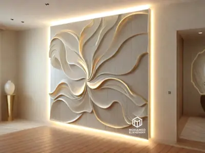 modern panel wall decor set wall relief mural CNC 97 3D model