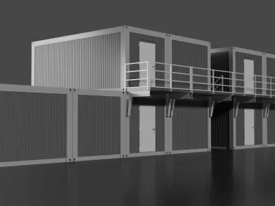 Office Container Set Low-poly 3D model
