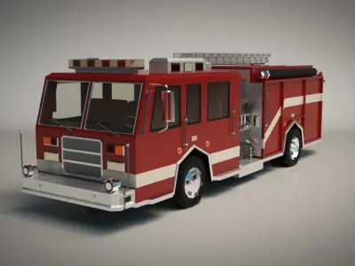 Low Poly Fire Truck 04 Low-poly 3D model
