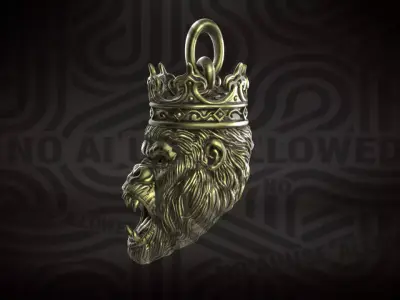 Jewelry pendant Monkey ape king with crown 3D print model