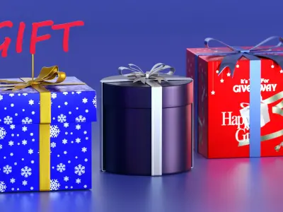 Winter Gift Box Pack 3D model
