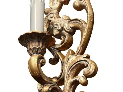 Gothic Victorian Antique Bronze Wall Lamp Sconce Candle Holder  3D model