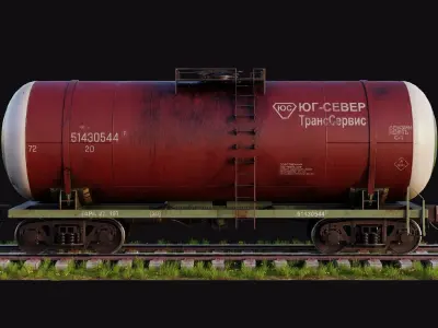 Old Russian Tank Wagon Low-poly 3D model