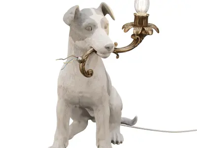 Dog lamp high poly for print  and low poly for visualization  Low-poly 3D model