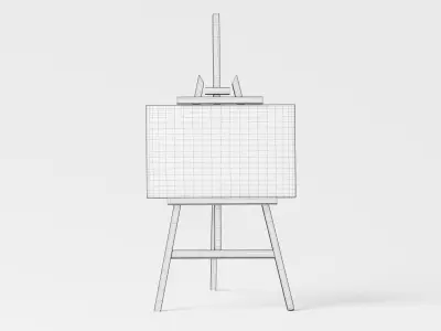 Realistic Paint Desk with Blank White Canvas Low-poly 3D model